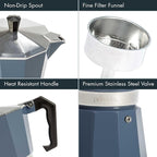 Primula Classic Stovetop Espresso and Coffee Maker, Moka Pot for Italian and Cuban Café Brewing, Greca Coffee Maker, Cafeteras, 6 Espresso Cups, Blue