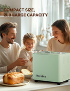 Neretva Bread Maker, 20-in-1 2LB Bread Machine Dual Heater & Nonstick Ceramic Pan Bread Makers Machine All Metal Compact for Gluten Free/Dough Maker/Meat Floss/Jam/Yogurt/Breadmaker Recipe-Light Green