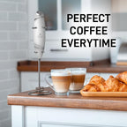 Zulay Kitchen Powerful Double Whisk Milk Frother Handheld - Foam Maker With Stand - Whisk Drink Mixer for Coffee, Mini Foamer for Latte, Matcha, Frappe, Hot Chocolate & Cappuccino (Crystal Quartz)