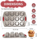 Muffin Cupcake Pans 12-Cup, 2 Packs Nonstick Standard Muffin Tins with Silicone Grip Handles for Baking, Heavy Duty 12 Cheesecake Pan Cup Cake Pans, Non Stick, BPA Free, Dishwasher Safe