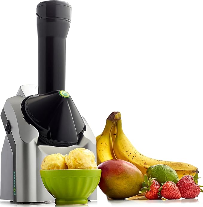 Yonanas Classic Frozen Fruit Soft Serve Maker for Healthy Vegan and Dairy-Free Treats, 200W Silver Machine with 36 Recipes, BPA Free, Easy to Clean, Quick and Simple to Use