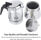 Geesta Premium Crystal Glass-Top Stovetop Espresso Moka Pot - 4/6/ 9 Cups Stainless Steel Coffee Maker- 360ml/12.7oz/9 cup (espresso cup=40ml)