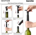WOTOR Wine Stoppers - Vacuum Wine Saver, Preserver & Sealer (Black, 6 Pieces)
