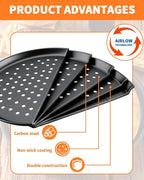 3 PCS Nonstick Pizza Pan with Holes,10/11/12 In Perforated Carbon Steel Pizza Tray for Oven, Round Bakeware Pizza Tray for Home Restaurant Kitchen