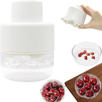 PCTC Cherry Pitter Tool - Pit Remover for Cherries, Multi-Functional Fruit & Vegetable Tool, Quick Release Remove 7 Cherry Pits at Once, Kitchen Gadget for Easy Prep (White)