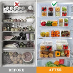 14 Pack Fridge Organizer, Stackable Refrigerator Organizer Bins with Lids PBA-Free, Clear Fridge Organizers and Storage for Kitchen, Countertops, Cabinets, Fridge, Drinks, Fruits, Vegetable, Cereals