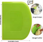 SURDOCA Dough Scraper Bench Scraper - 3P 9.5x6.1" Plastic Flexible Bowl Scraper, Sharp Edge & Angles Cake Scraper. Non-Slip Bakeware Decorating Tools Sculpting & Modeling Tools - Green+Pink+Yellow