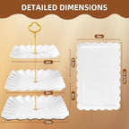 10 Pack Dessert Table Display Set - 4 x Three-Tier Square Cupcake Stands and 6 x Serving Trays, Elegant Tableware for Cakes, Cupcakes, Pastries, and Snacks, Perfect for Parties (Pink)