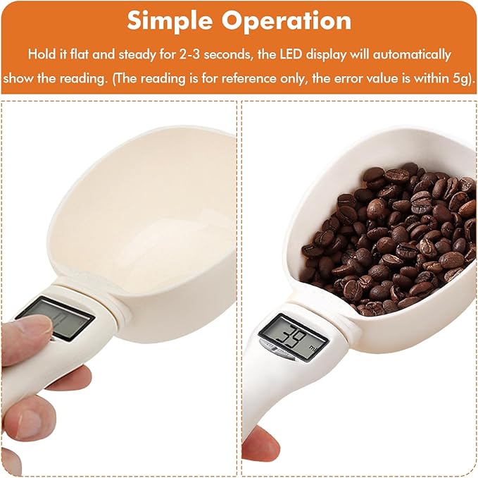 2pcs Digital Measuring Spoon Scale,Electronic Measuring Spoon 800g/0.1g High Precision with Screen,Adjustable Measuring Spoon for Cooking, Pet Food,Daily Meals