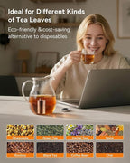 House Again Tea Infusers, Extra Fine Mesh Tea Strainers for Loose Tea, Updated Slim Threaded Lid & 304 Stainless Steel, Filter Bags Diffusers, Loose Leaf Tea Steeper for Brew Tea Spices & Seasonings