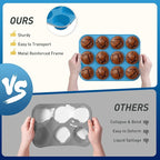 2 Pack 12 Cups Silicone Muffin Pan with Metal Reinforced Frame Regular Size Silicone Molds Cupcake Cake Baking Pans Cookie Baking Chocoflan Cupcake Mold Muffin Tin Tart Pans Necessities Cookware
