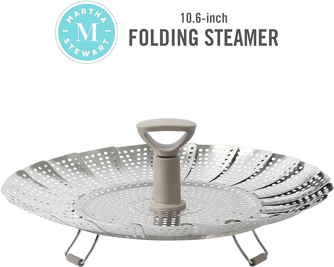 Martha Stewart Richburn 10.6" Telescopic Folding Steamer Insert w/Nylon Handle - Mirror Finish (Pack of 6)