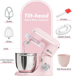 Kitchen in the box Stand Mixer, 4.5QT+5QT Two bowls Electric Food Mixer, 10 Speeds 3-IN-1 Kitchen Mixer for Daily Use with Egg Whisk,Dough Hook,Flat Beater (Rose Pink, 5QT)
