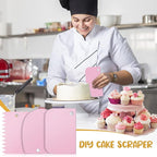 Dualshine Pink Cake Decorating Kit - 6 Russian Piping Icing Nozzles, 3 Cream Scrapers, Stainless Steel Cupcake Frosting Filling Injector