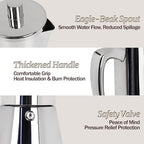 12 Cup Thickened Moka Pot 304 Stainless Steel 600ml Italian Espresso Coffee Maker Stovetop CoffeeMakers Mocha Pot Percolator for Induction Stove Classic Cafe Makers Portable for Easy Brewing