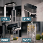 FIZZIT Spärklï Sparkling Water Maker Bundle – Soda Streaming Machine with 2 CO2 Cylinders & 2 Reusable Stainless Steel Bottles (Black + White) – Carbonated Water Soda Maker, Dishwasher Safe