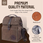 ASEBBO Insulated Lunch Bag 10L Sturdy Waxed Canvas Lunch Box for Men and Women, Leakproof Insulated Cooler Bag for Work Picnic Hiking, Lunchbox for Adults with Shoulder Strap (Brown)