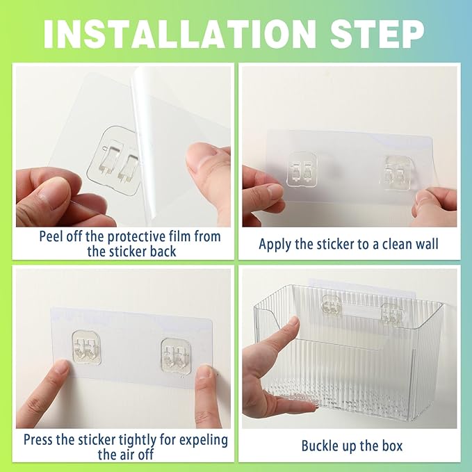8 Pcs Storage Organizer Bins Wall Mounted Organizer Basket Plastic Cabinet Door Bins Stackable Hanging Baskets for Organizing for Wall Refrigerator Kitchen Bathroom Pantry(3.94'',Clear)