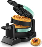 Waffle Maker, 1400W Double Belgian Waffle Iron 180° Flip, 8 Slices in 3 Mins, Rotating & Nonstick Plates, Anti-Scald, Removable Drip Tray Easy to Clean, Cool Touch Handle, Space-Saving (Mint Blue)