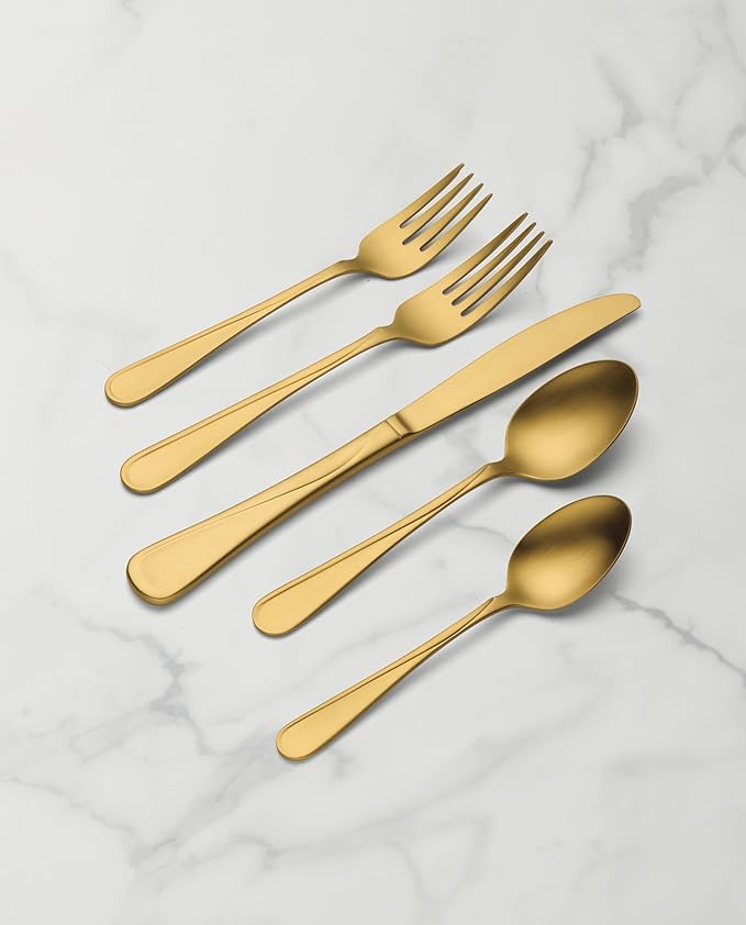 Oneida 899220 Flight Gold Satin 20-Piece Flatware Set, Service For 4