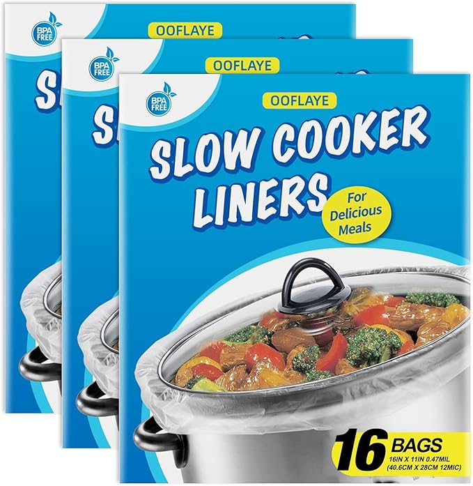 48 Bags Slow Cooker Liners, Disposable, Plastic, White, Self Seal, BPA Free, 21 inches x 13 inches, 3 quarts (48)