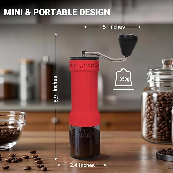 Mini Manual Coffee Grinder – 40 Adjustable Settings, Portable Hand Crank Mill with 30g Capacity, Conical Burr for Espresso, Pour Over, French Press | Perfect for Travel, Camping & Office