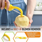 Spring Chef Premium Stainless Steel Yellow Swivel Potato Peelers for Kitchen, Dishwasher Safe Carrot Peeler with Comfortable Handle, Perfect for Vegetable, Fruit, Apple, Cucumber - Set of 2