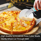 SCHVUBENR Premium Pizza Cutter Wheel - Ultra Sharp Stainless Steel Pizza Slicer with Non-Slip Soft Grip Handle - Multi-Purpose Cutter for Pizza, Dough & Pastry - Dishwasher Safe, Easy to Clean - Blue