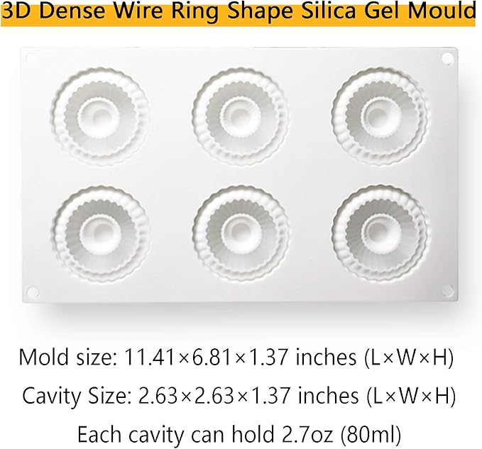 OCPO Kitchen Mini Silicone Mold for Baking Mousse & Cake, French Dessert Mold for Pastry Donuts Chocolate Brownie Jello (6-Cavity)