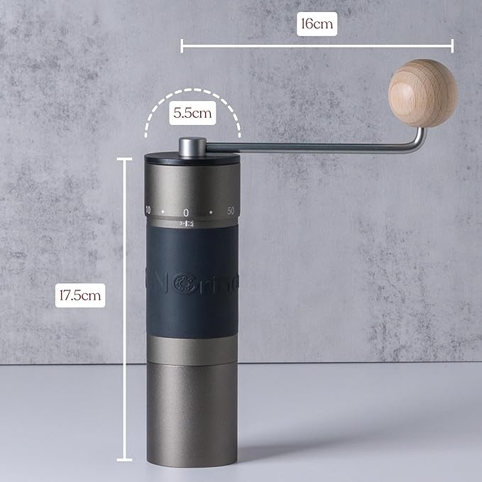 【Iron Gray】KINGrinder K6 Manual Hand Coffee Grinder with Straight Handle for French Press, Drip, Espresso with Assembly Consistency Stainless Steel Conical Burr Mill, 25-35g Capacity