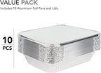 Stock Your Home 9x13 Aluminum Trays with Lids (10 Pack) – Disposable Half Size Deep Pans for Cooking, Storage, BBQ, Grilling, Catering