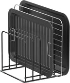 KORRTFID Kitchen Cabinet Organizer, Steel Cookware Holder, Divided Holder with 5 Slots for Skillets Baking Tray and Chopping Board Rack - Baking Pan Holder Storage (1 PC)