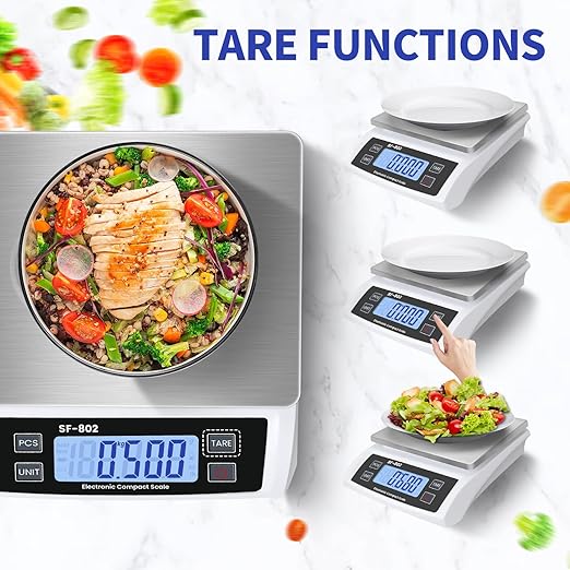 Large Digital Kitchen Scale 30kg/66lb Food Scale for Baking Cooking Stainless Bread Scale with LCD Display Counting Scales for Coins Adapter Included(Stainless White)