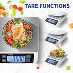 Large Digital Kitchen Scale 30kg/66lb Food Scale for Baking Cooking Stainless Bread Scale with LCD Display Counting Scales for Coins Adapter Included(Stainless White)