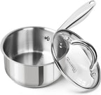 MICHELANGELO 1.5 QT Saucepan with Lid, 18/10 Stainless Steel Sauce Pan with Tri-Ply Bottom, Small Saucepan 1.5 Quart Sauce Pot, Induction Compatible