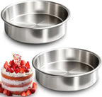 8 Inch Cake Pan Set of 2, Stainless Steel Baking Pan Round Cake Mold for Layered Cakes, No Coating Smash Cake Pans Cake Mold, Mirror Finish Dishwasher Safe Cake Pans Sets for Baking
