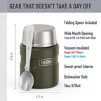THERMOS Stainless King Vacuum-Insulated Food Jar with Spoon, 16 Ounce, Army Green
