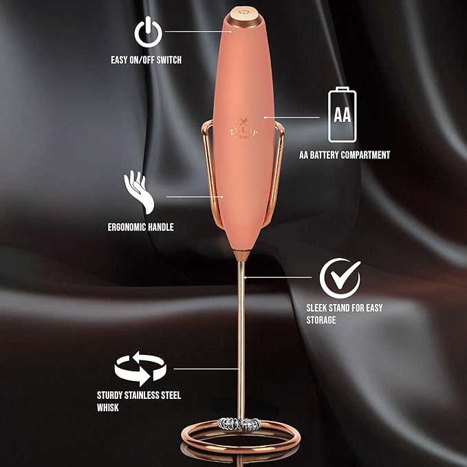 Zulay Kitchen Executive Series Luxury Gift Milk Frother with 4 Duracell Batteries – Handheld Electric Foam Maker for Coffee, Lattes & Hot Chocolate – Deluxe Finish, Ultimate Gift for Coffee Lovers