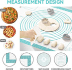 Non Stick Silicone Pastry Mat for Dough Rolling, Silicone Baking Mat with Measurement, Nonslip Fondant/Pie Crust Mat for Making Cookies Macarons Baking Tools Mint 32 x 24 Inch