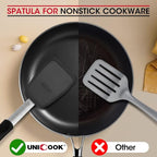 Unicook 4 Pack Flexible Silicone Spatula, Turner, 600F Heat Resistant, Ideal for Flipping Eggs, Burgers, Crepes and More, Black