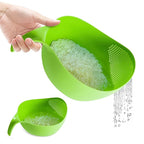 Rice Strainer with Handle - Lightweight Rice Washer Strainer Bowl with Smart Design for Easy Water Draining, Easy to Use & Clean ABS Plastic Colander with Handle for Cereals, Pasta, Vegetables, Fruits