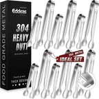 12PCS Ice Tongs Mini Sugar Tong - 2 Sizes 6 & 4 Inch Stainless Steel Small Serving Tongs, Small Kitchen Tiny Tong for Appetizers,Tea Party, Coffee Bar, Desserts (Silver)
