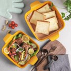 Sweejar Ceramic Baking Dish, 9 x 9 Cake Baking Pan for Brownie, Porcelain Square Bakeware with Double Handle for Casserole, Lasagna, Family Dinner (Light Green)