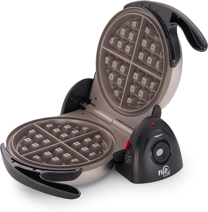 Presto 03510 Ceramic FlipSide Belgian Waffle Maker, Nonstick, Cool Touch Handles, Black