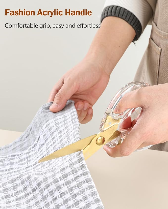 Kitchen Shears Scissors&Sharp Scissors, ARCHIKING 8.0inch Cooking Scissor-Meat and Poultry Shears, Dishwasher Safe, Acrylic Handel Scissors All Purpose Stainless Steel Utility Scissor (White)