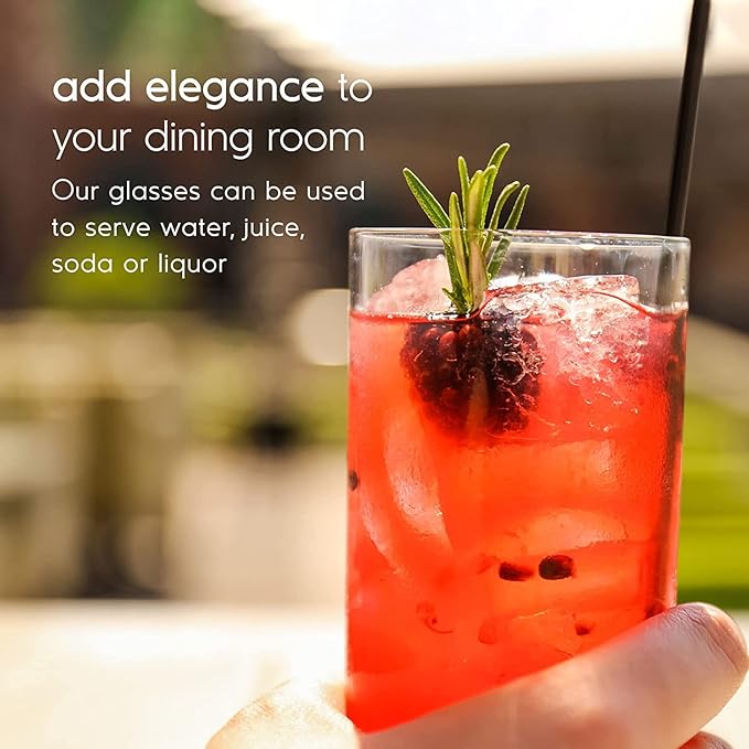 Clear Blown 9 oz Juice Glasses (set of 6) Mexican Handmade Glassware, Recycled Glass, Lead-free, Toxin-Free (Juice)