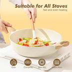 SENSARTE Ceramic Nonstick Frying Pan Skillet with Lid, 12 Inch Large Deep Frying Pan, 5 Qt Saute Pan, Induction Pan, Healthy Non Toxic Cooking Pan with Helper Handle, PFOA PFAS PTFE Free