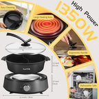 Food Party Hot Pot Electric Hotpot Separable Shabu Shabu Pot with Divider Hotpot Cooker Electric Dual Sided 110V 1350W Non-Stick 4L Fondue Pot for 2-6 People