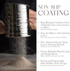 Bellemain 3 Cup Flour Sifter for Baking Fine Mesh Rotary Hand Crank with Loop Agitator for Quick Sifting, Flour Sifter Stainlees Steel