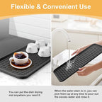 Silicone Coffee Mat,16''x16'' Coffee Bar Mat with Detachable Dish Drying Mat for Kitchen Countertops,Coffee Bar Accessories Fit Under Coffee Maker Coffee Machine Coffee Pot Espresso Machine Dish Rack